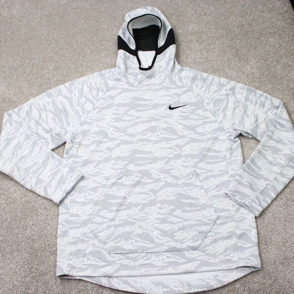 Nike Hoodie Mens Large Gray Spotlight Allover Camo Dri-Fit Pullover Sweatshirt - Picture 1 of 12